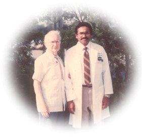 Dr. Babu Zechariah, M.D. with Dr. Del Regado who is one of the pioneers of Radiation Therapy at